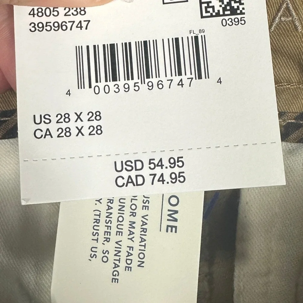 NEW American Eagle Pants Mens 28X28 Lived-In Khakis Tan Flex Slim Straight Chino